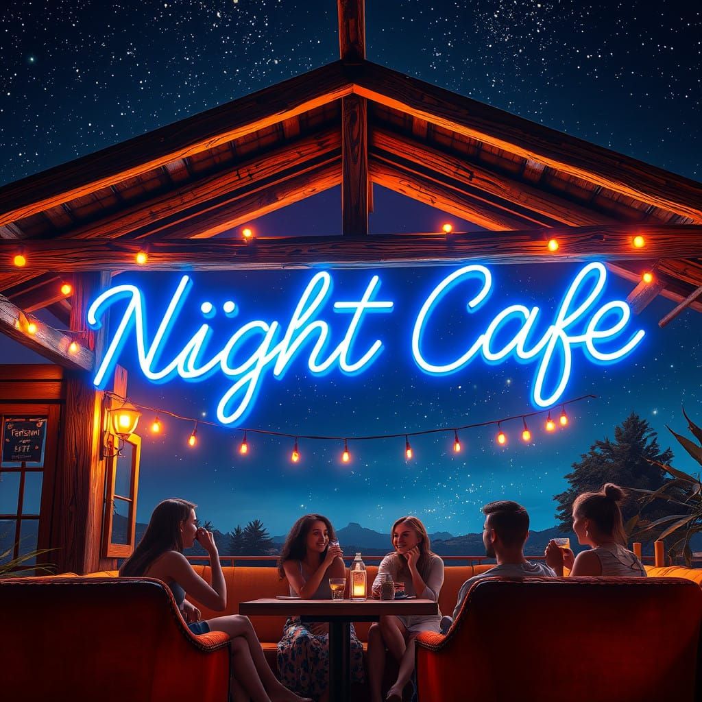 Star gazing Cafe with the name "Night Cafe"   by @HermionieSheHulkNinja