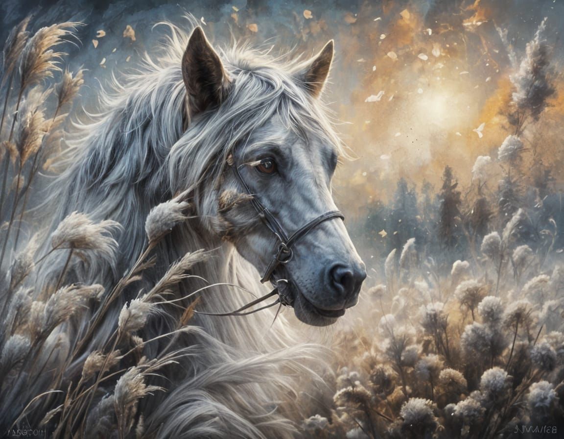 Vespertine Oil Painting with Chalk and Ink