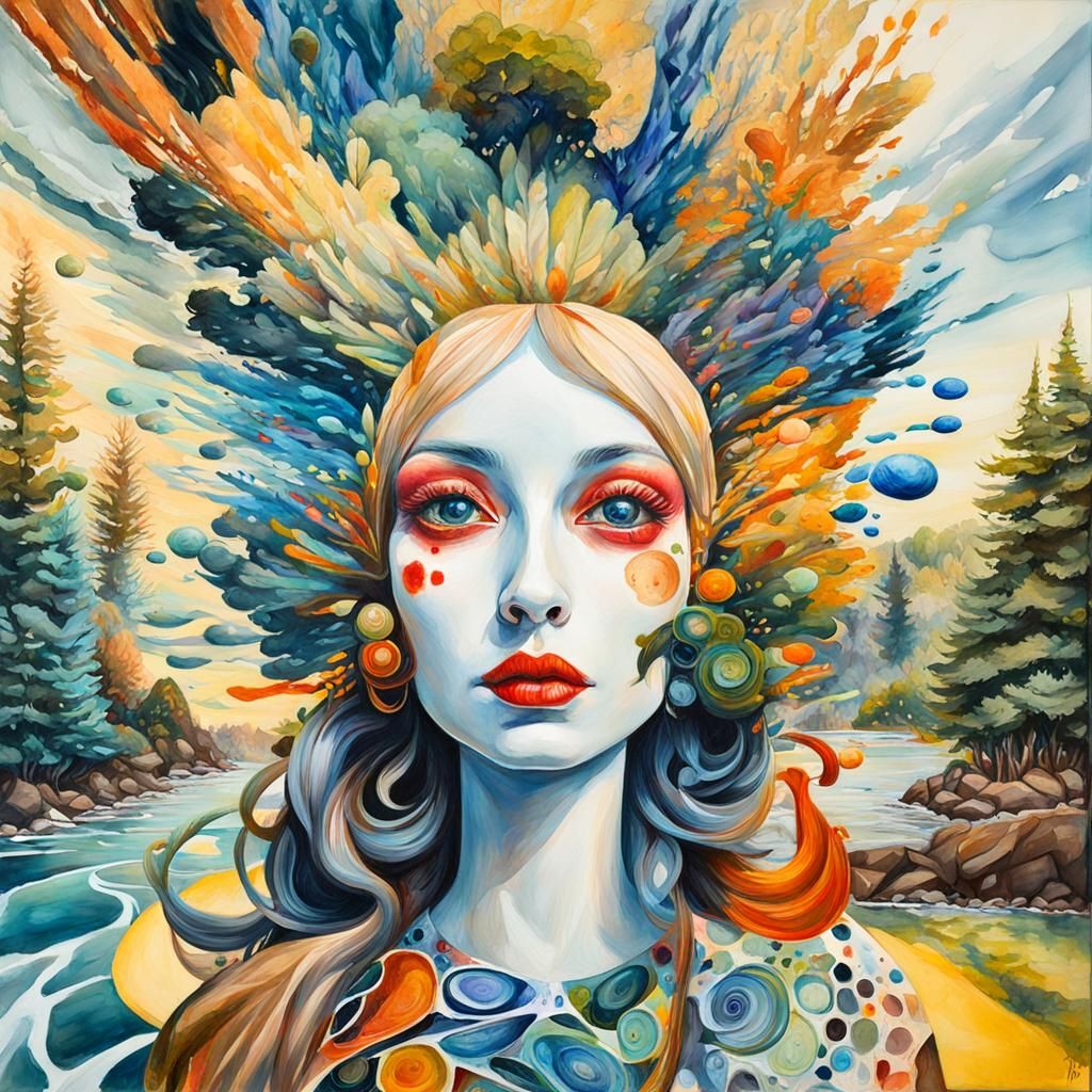 Beautiful colorful woman portrait
