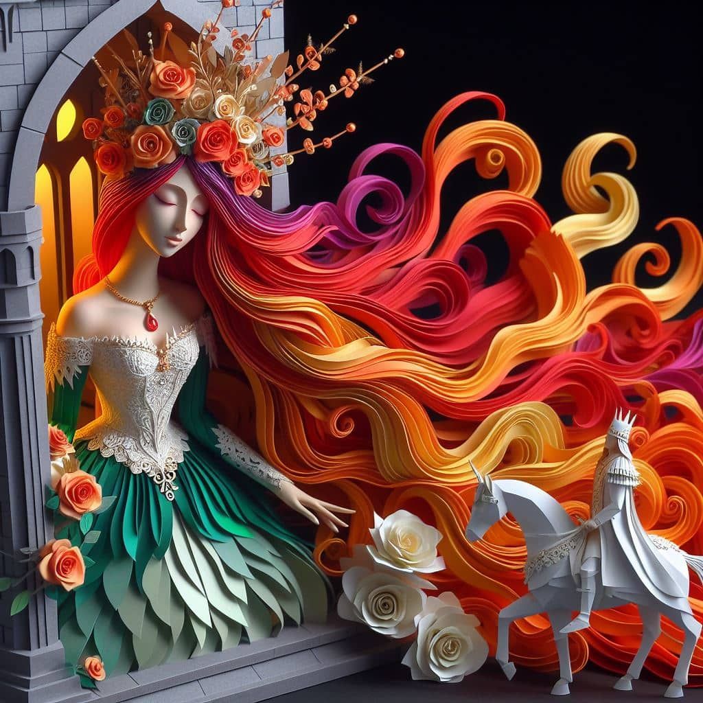 Rapunzel Japanese papercutting style 💜