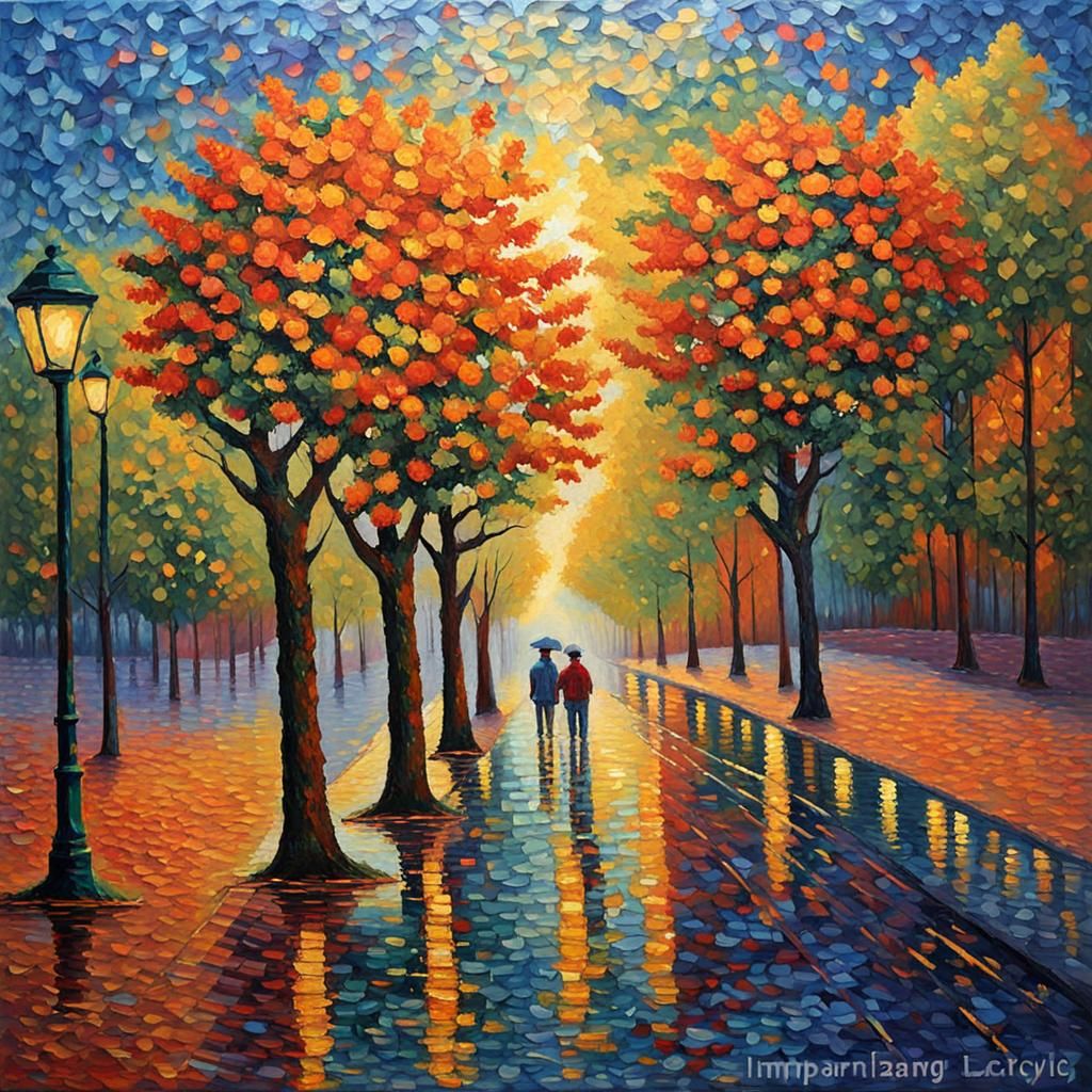 Neo-Impressionist Painting of Unspoken Connection