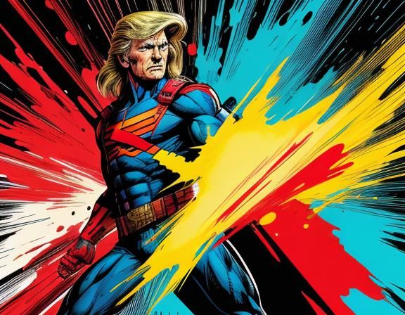 Donald Trump as Superhero in Comic Book Art