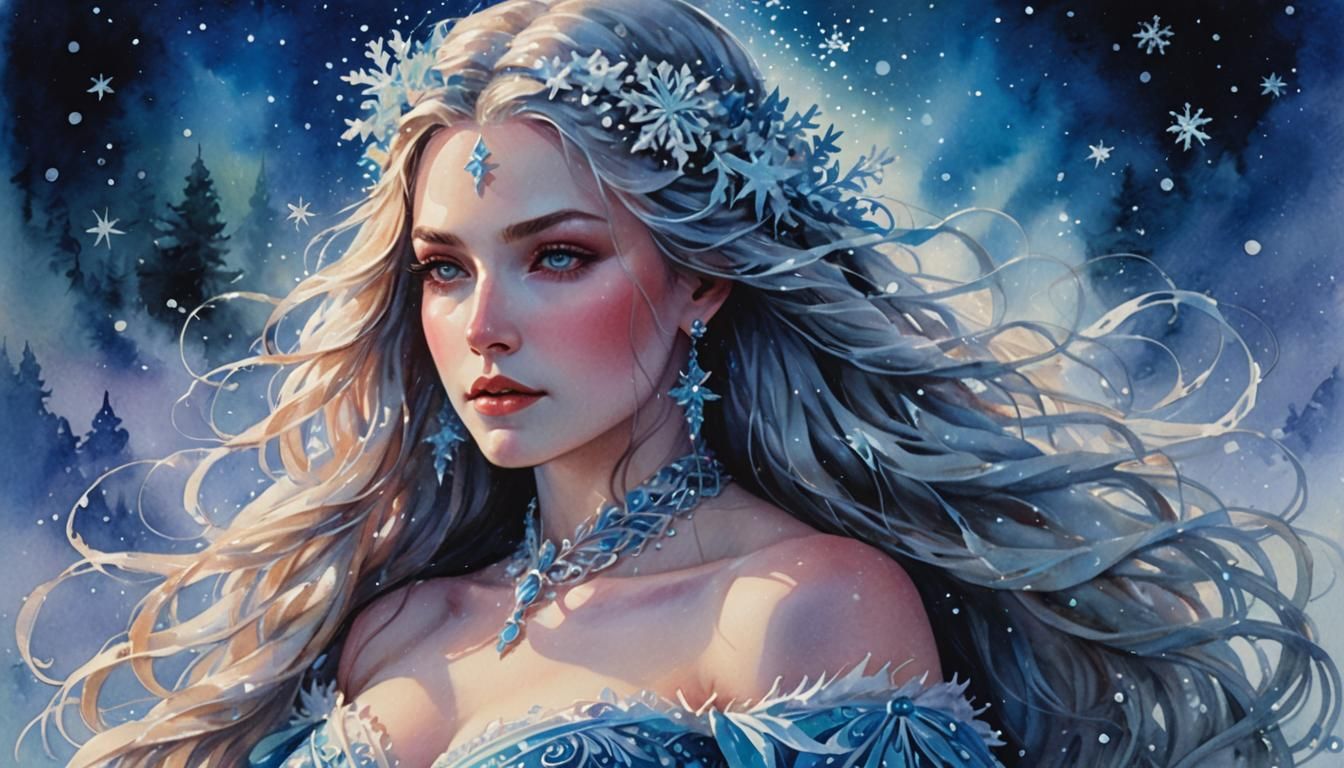Ethereal Santa Woman Amidst Mysterious Forest