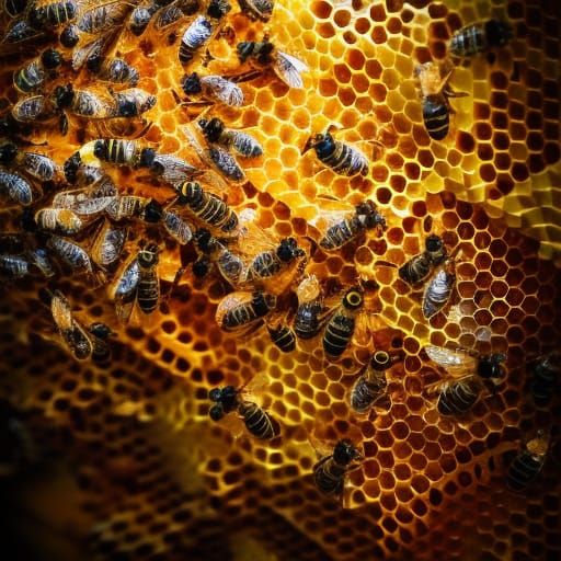 Bees and the honey hive - AI Generated Artwork - NightCafe Creator