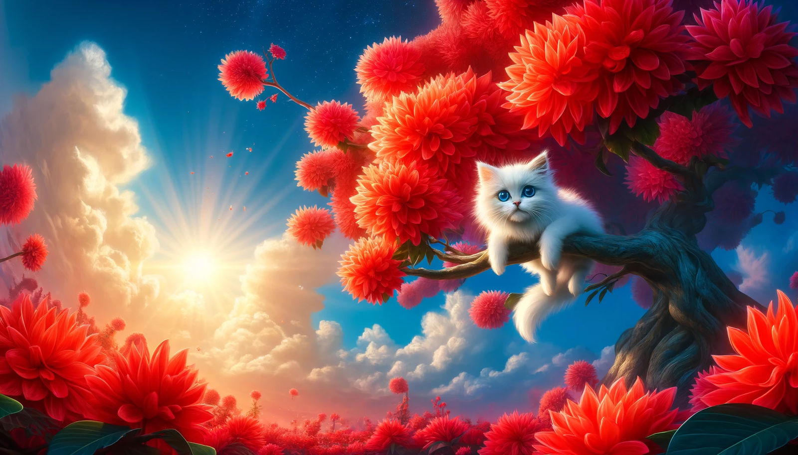 Little Cat in the tropical tree