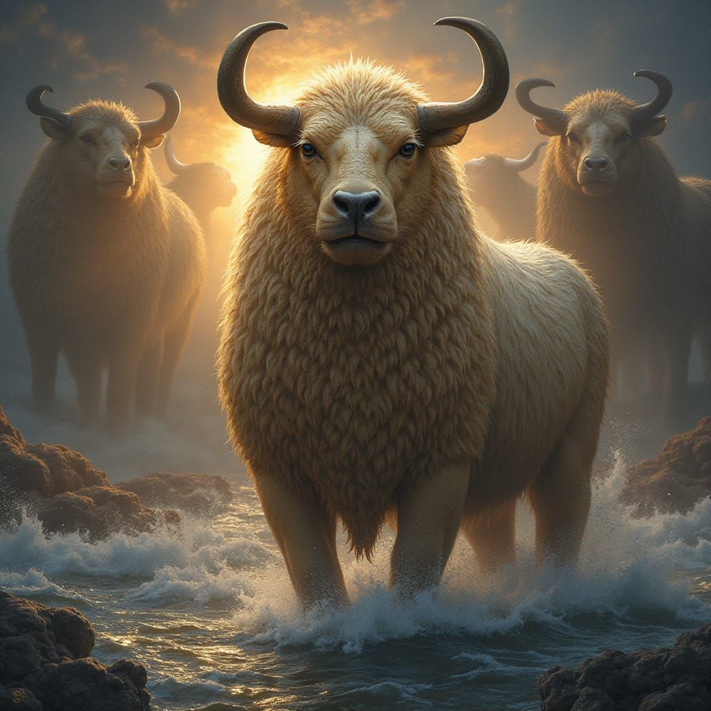 Woman on Stormy Beach in Expressive Art Style