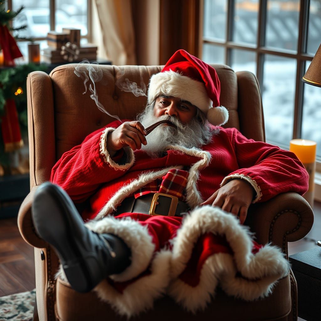 South Indian Santa in Elegant Repose, Sunday Morning