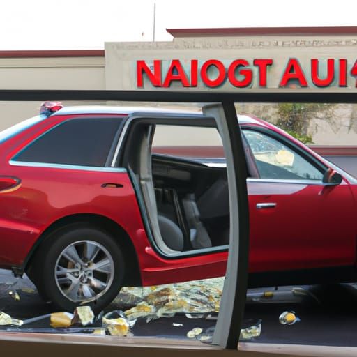 Car crashing through an in n out window
