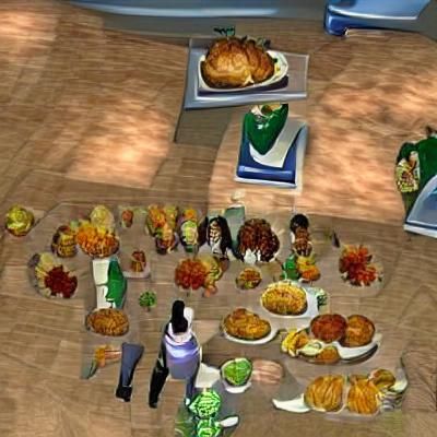 The Sims 2 Thanksgiving Feast AI Generated Artwork NightCafe