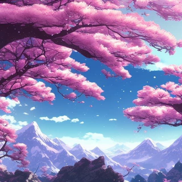 cherry blossoms looking over the mountains    by @Mal2010