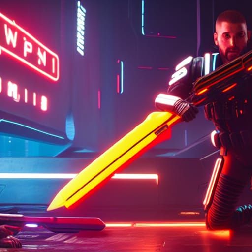spartan-117 killing an elite with an energy sword cyberpunk ...