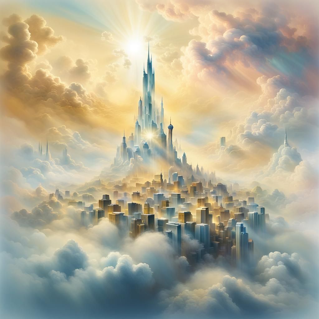 Surreal Ethereal Cityscape in Divine Light