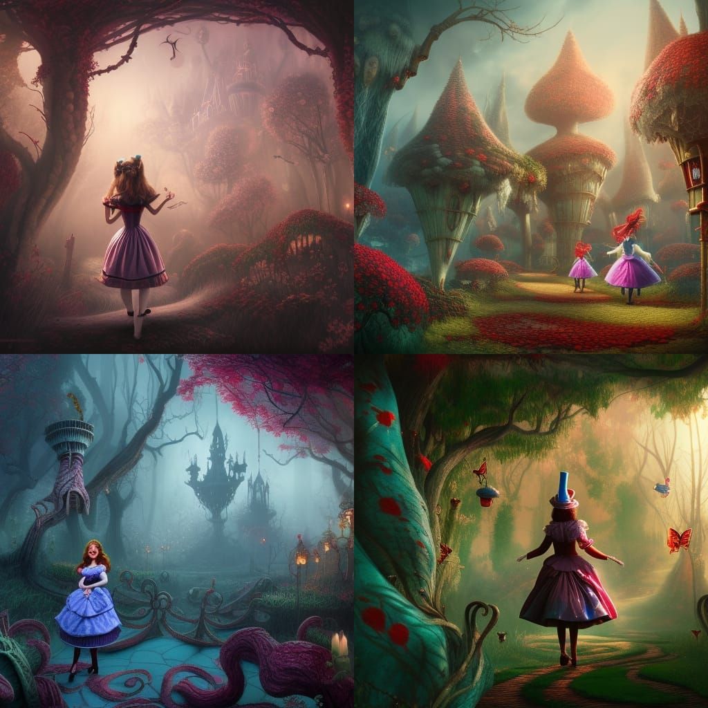 alice in wonderland horror theme - AI Generated Artwork - NightCafe Creator