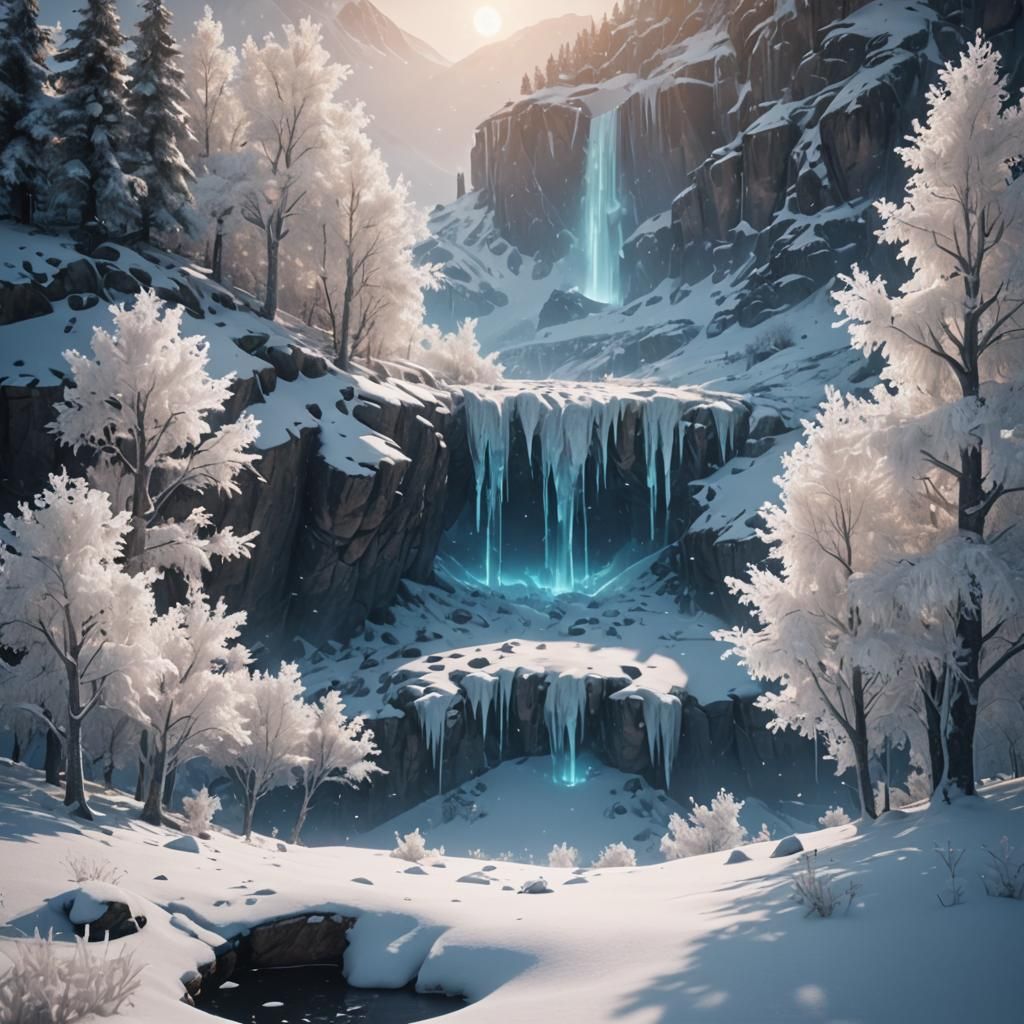 Frozen Winter Landscape in Sci-Fi Style