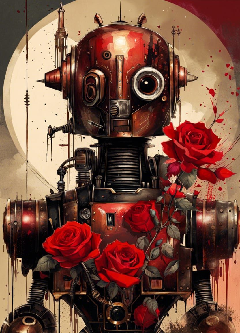 Steampunk Robot in love