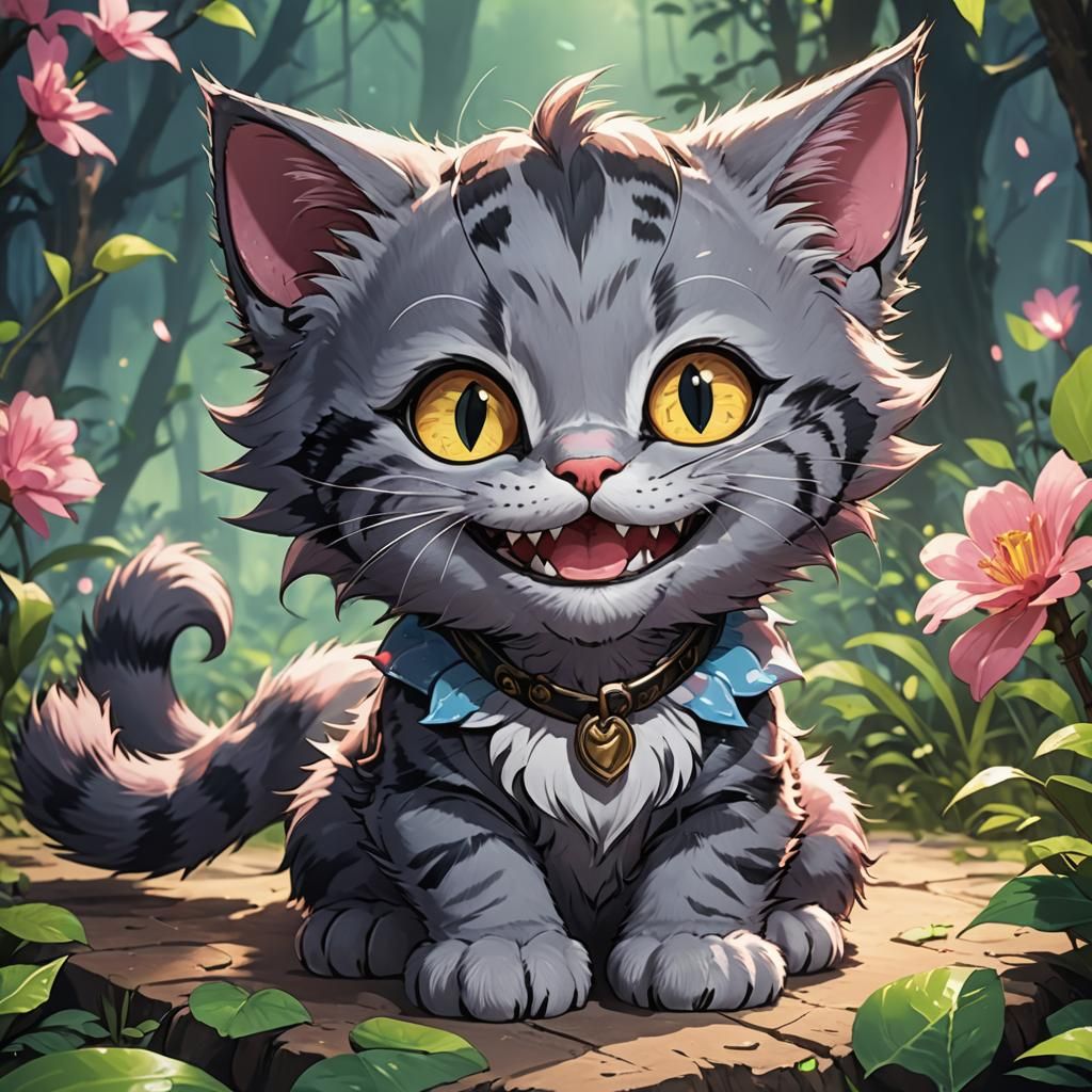 Adorable Cheshire kitten smiling 