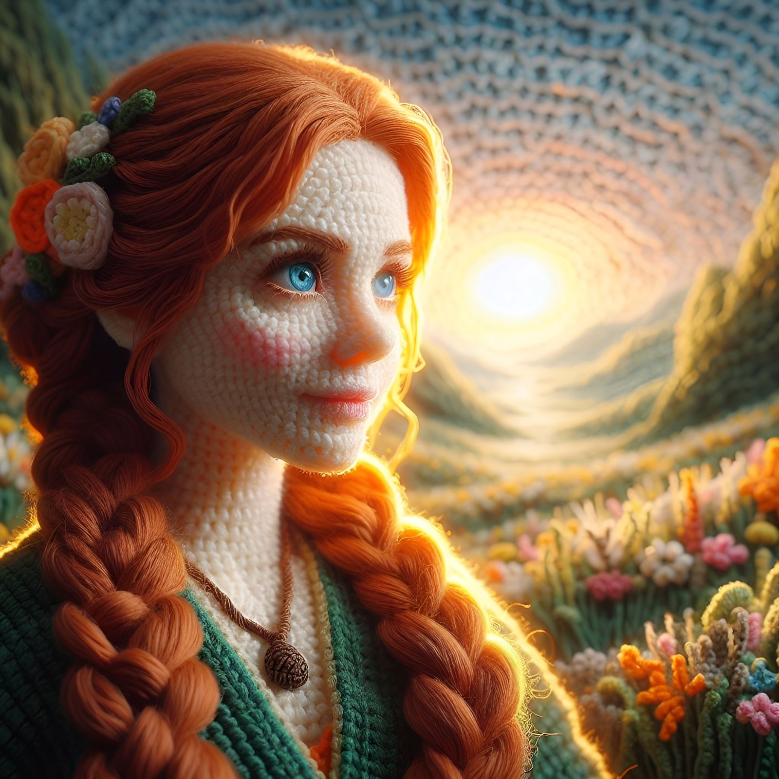 Crochet Portrait - Countryside Sunrise