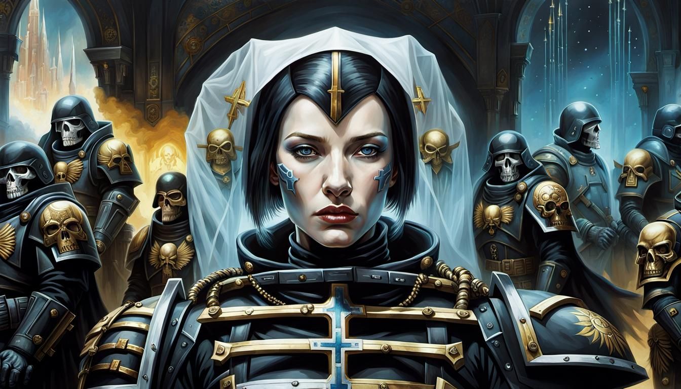 Warhammer 40k, Space Marine, futuristic soldier, beautiful y...