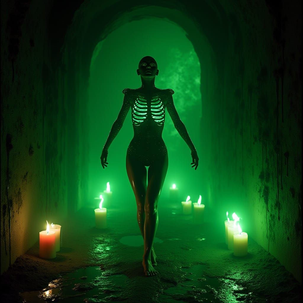 Scarry movie scene by Tomie DePaola <lora:Augmented realities:1.0> , Ethereal figure wading through luminescent waters, 
mysterious silhouet...