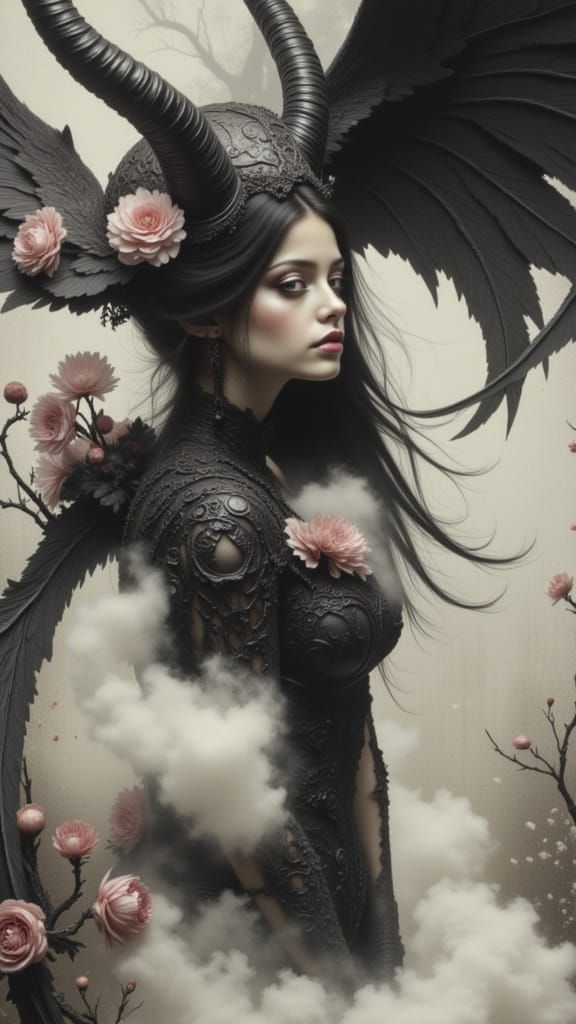 Gothic Angel and Demon Creature Portrait