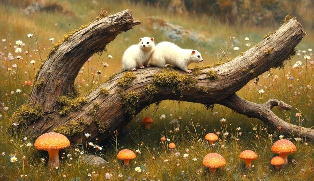 Stoat pair in the Heathlands