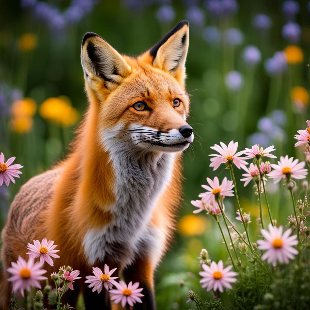 A fox among flowers