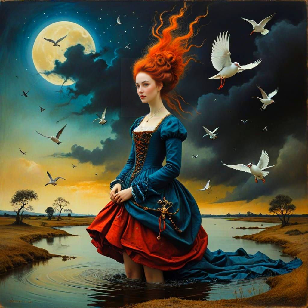 Enchanting Lady in Whimsical Wonderland