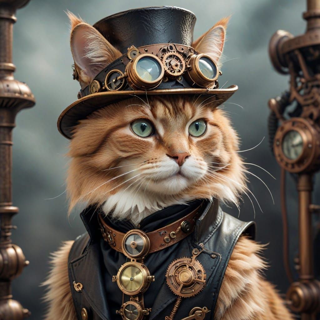 Steampunk cat. 2 likes  by @BaldrianGoodnight