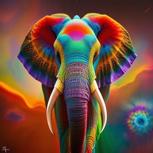  Tye-dye Elephant   by @JokeStirrer