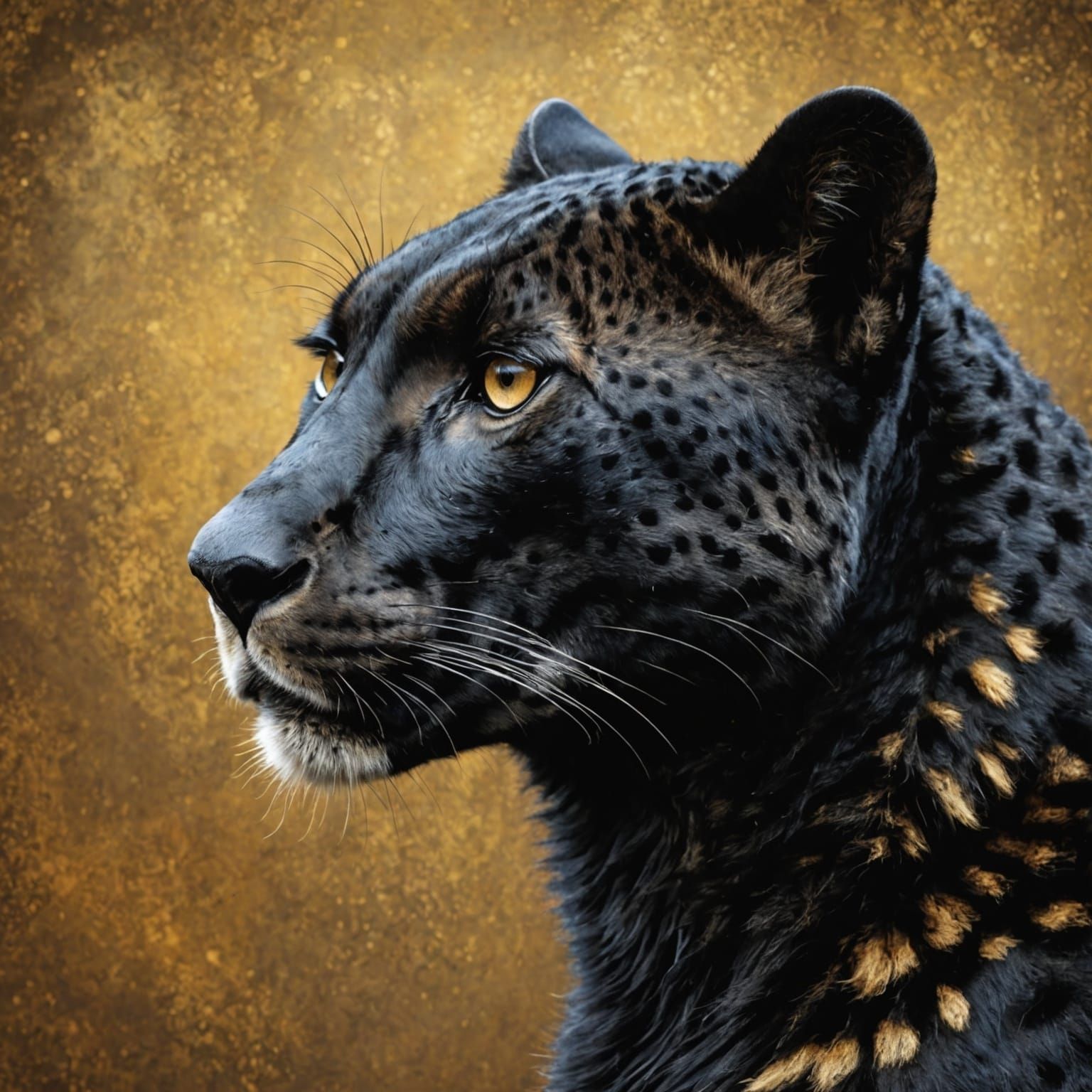 fotorealistic head Profile of a black cheetah.
background pa...