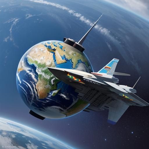 A earth spaceship arrives at Ross 128B, vibrant, colorful, s...