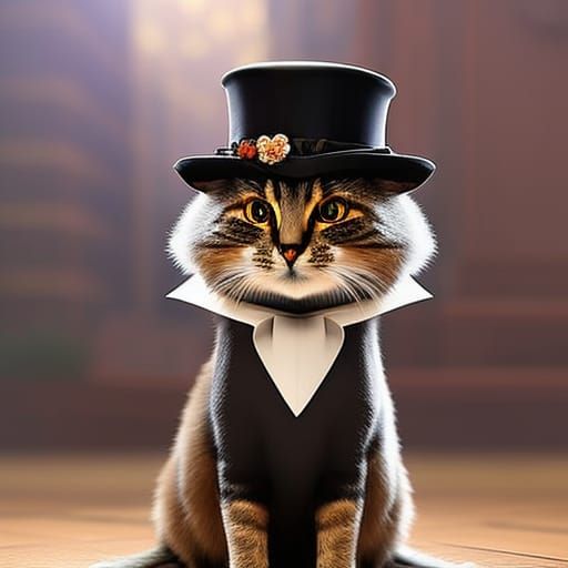 Cat in Elegant hat  by @Manchchango