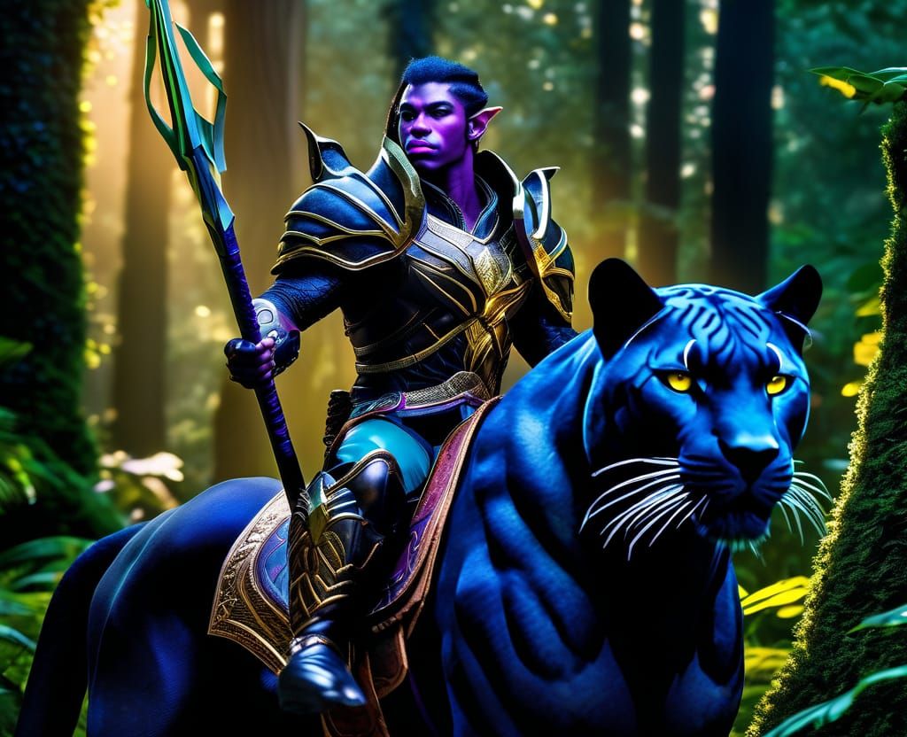 Night elf riding a black panther
