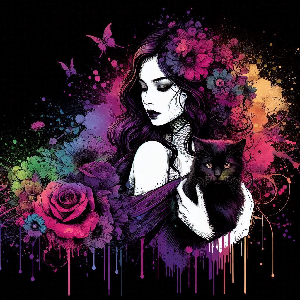 Woman portrait, splash art.