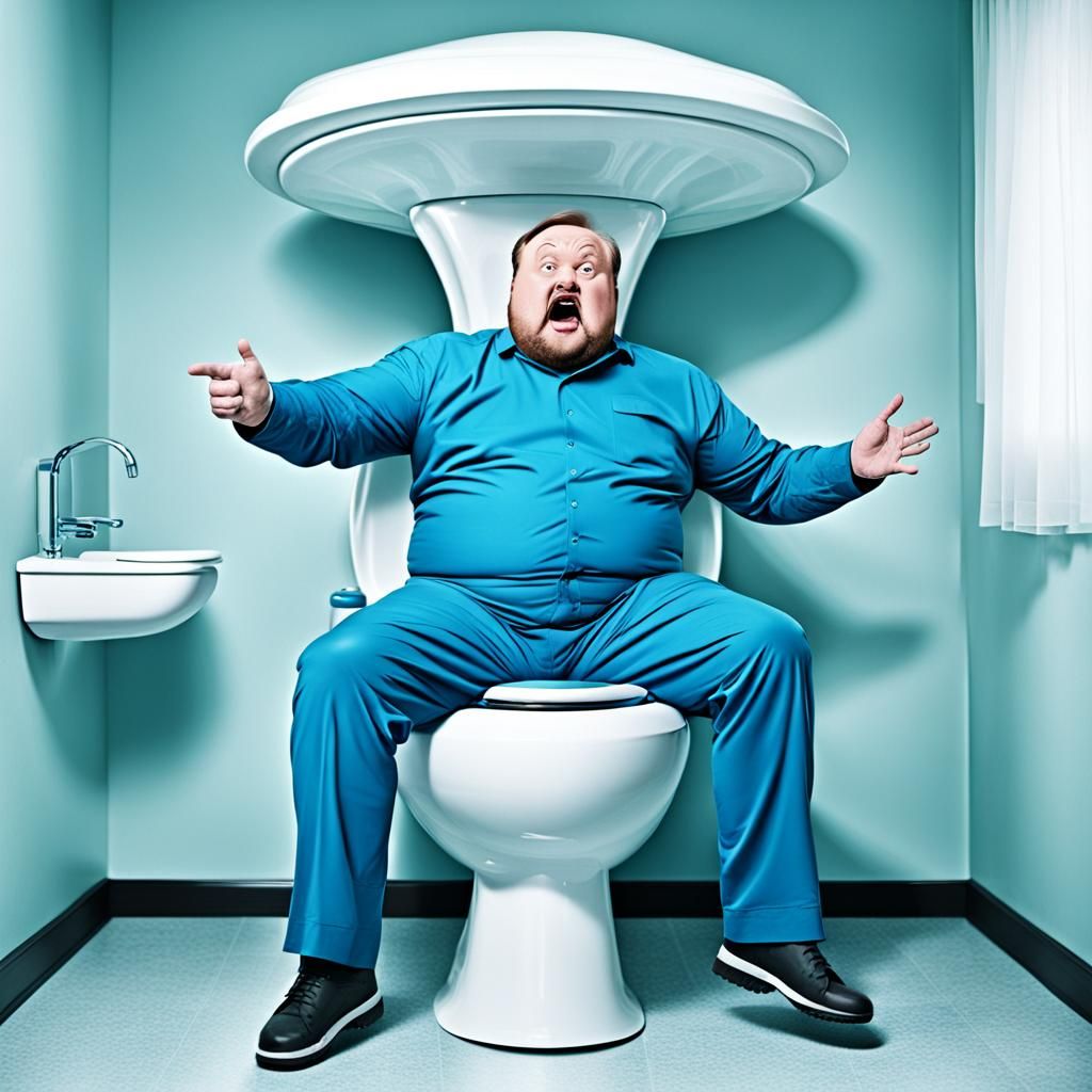 Humorous Fight: Fat Man on Flying Toilet vs UFOs