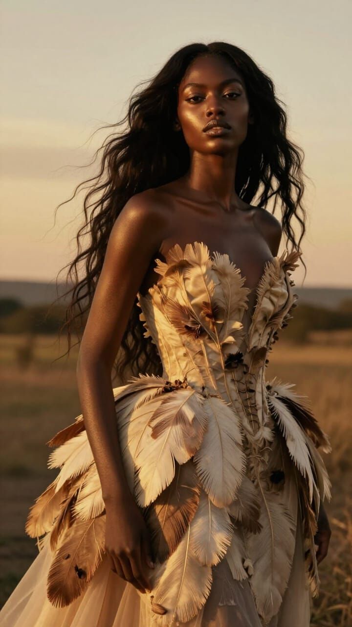 Avant-Garde Model in Ethereal Landscape