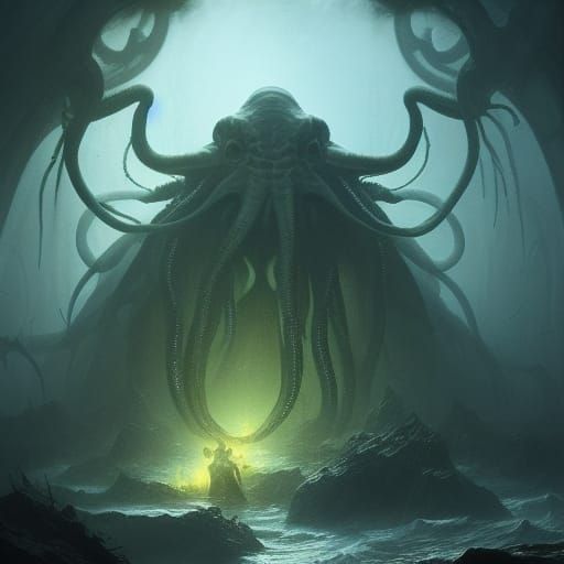 Cthulhu's hiding place - AI Generated Artwork - NightCafe Creator