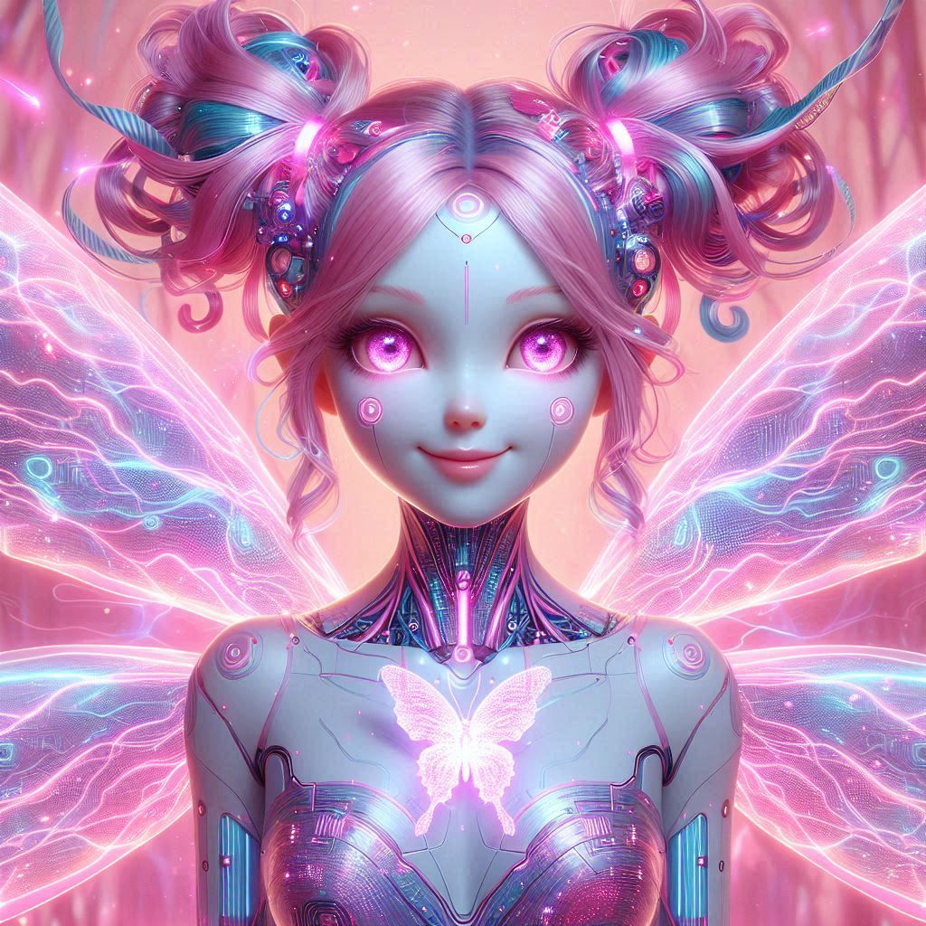 Sorayama Cyber girls 20 Pink Butterfly 2