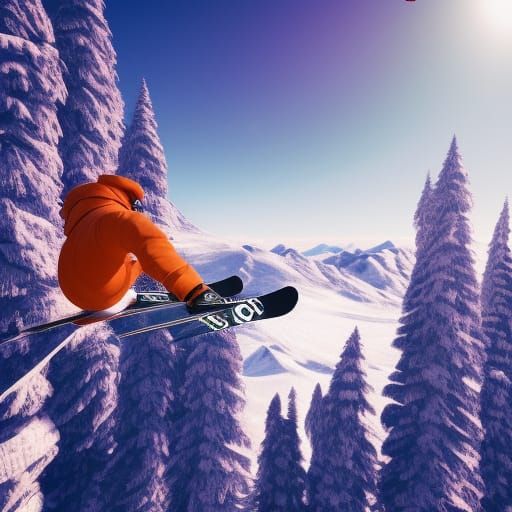 Snowboarder sliding down Mountain 🏂 - AI Generated Artwork - NightCafe  Creator