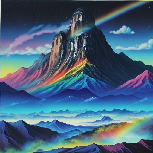 Waterfall and Rainbow in Surreal Abstract Art