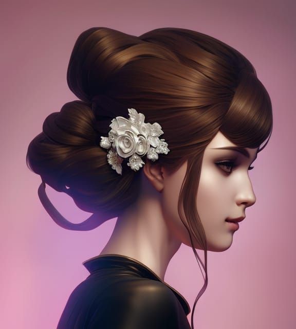 A beautiful girl brown hair head and shoulders portrait, wea...