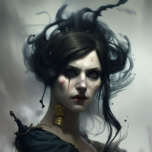 Undead, horror, victorian, lady, portrait, dark
