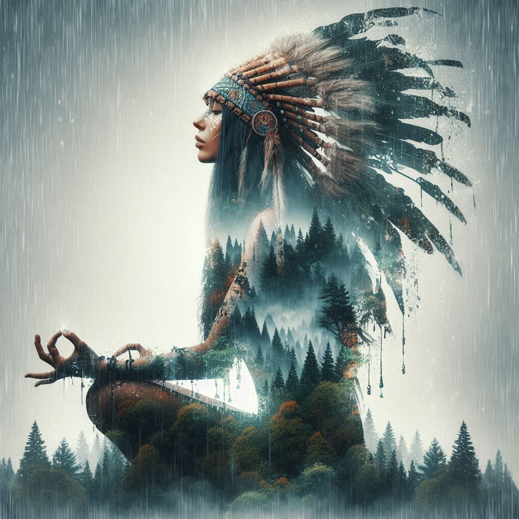 double exposure beautiful fantasy DALL-E 3 portrait landscape..