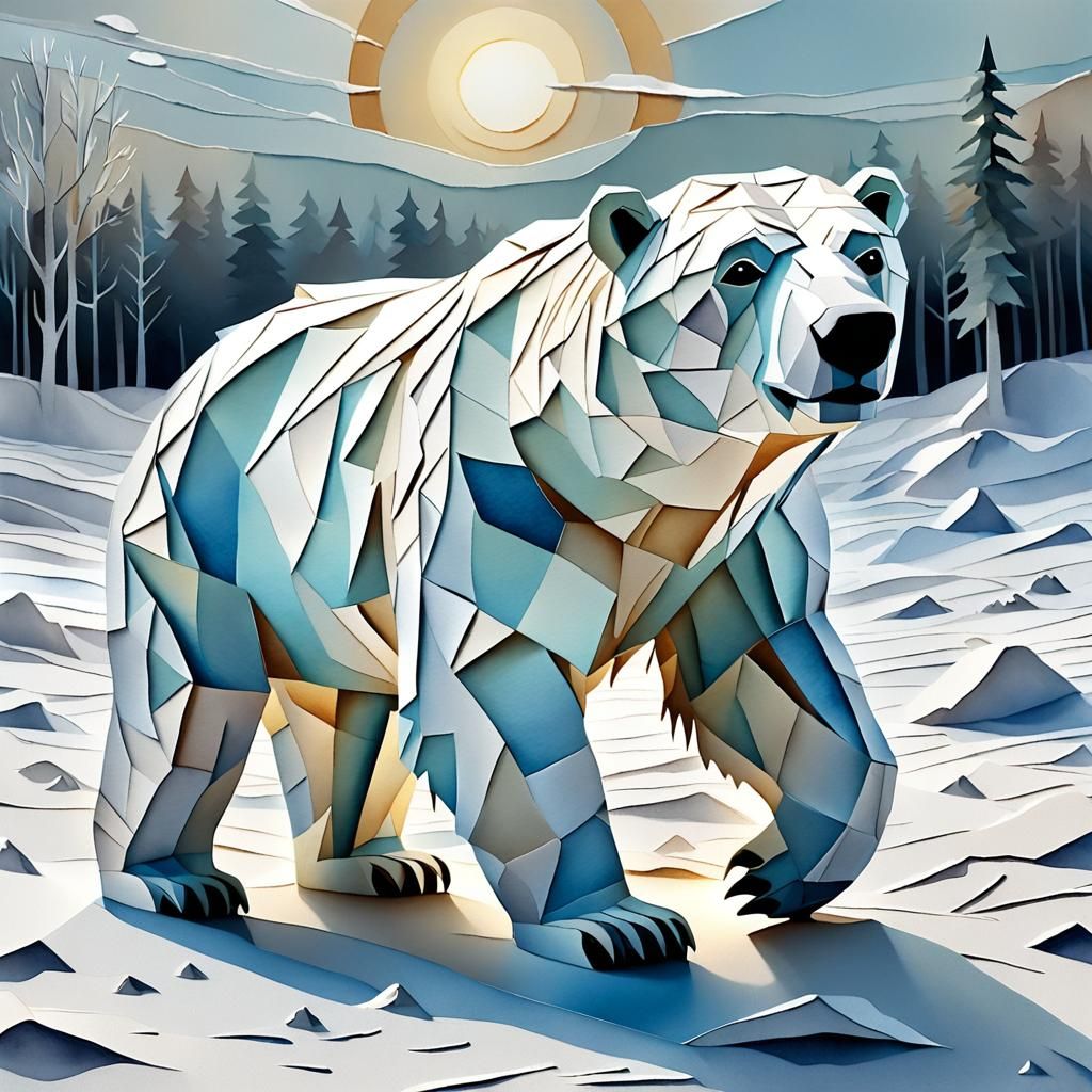 Paper Cut Polar Bear  by @Chickadee