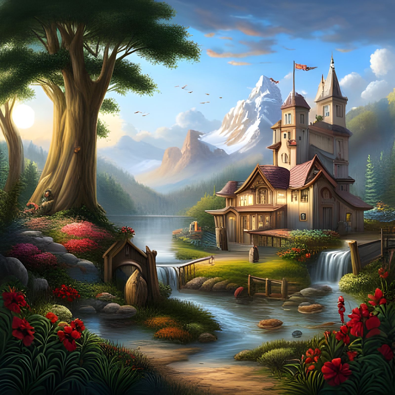 Mansion in an Enchanted Forest  by @Antinomy