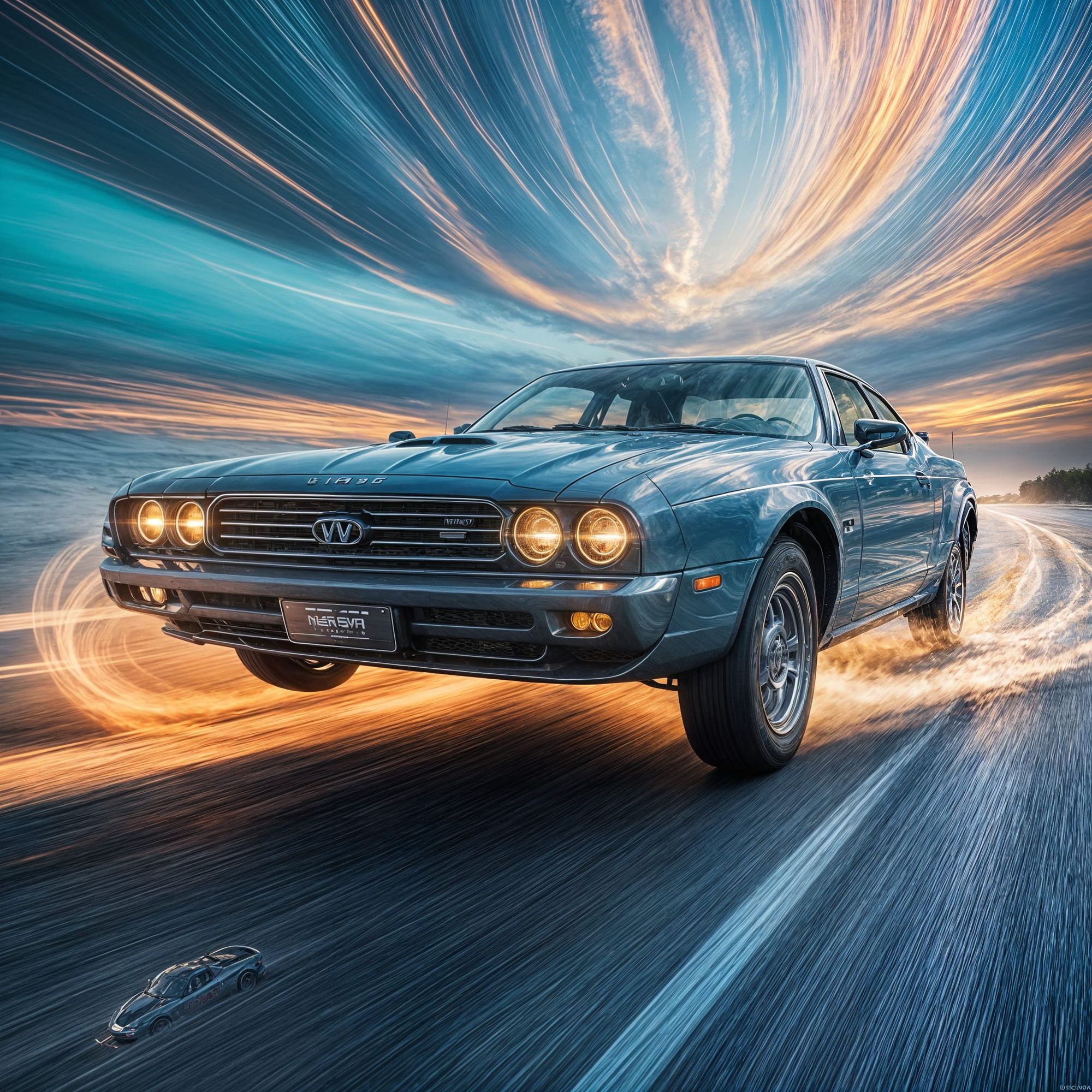 Vremenska mašina u vidu automobila. Creative. DreamForge.