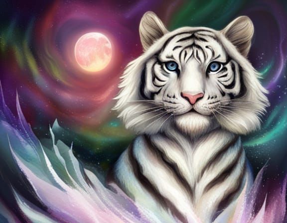 White Tiger and Northern Lights - AI Generated Artwork - NightCafe Creator