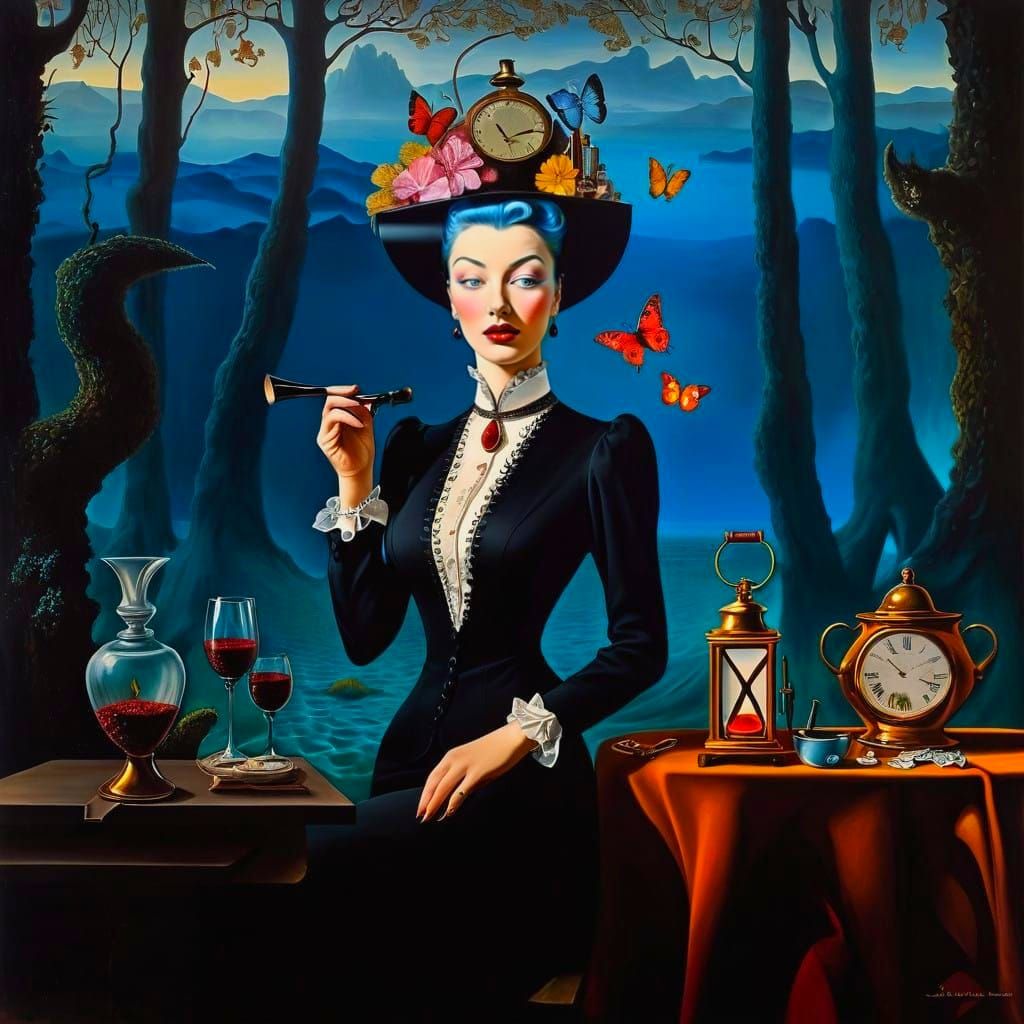 Ethereal Lady in Vibrant Surrealistic Wonderland