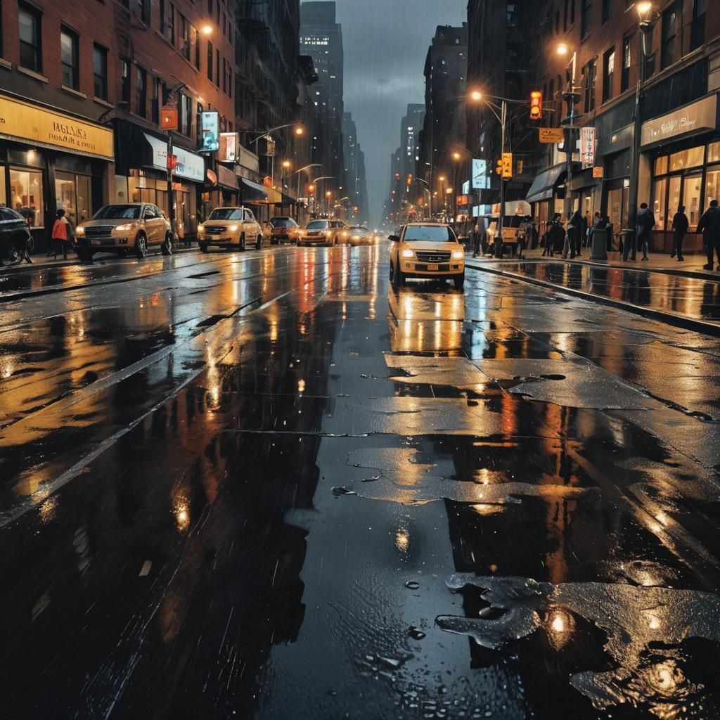 Rainy night - AI Generated Artwork - NightCafe Creator