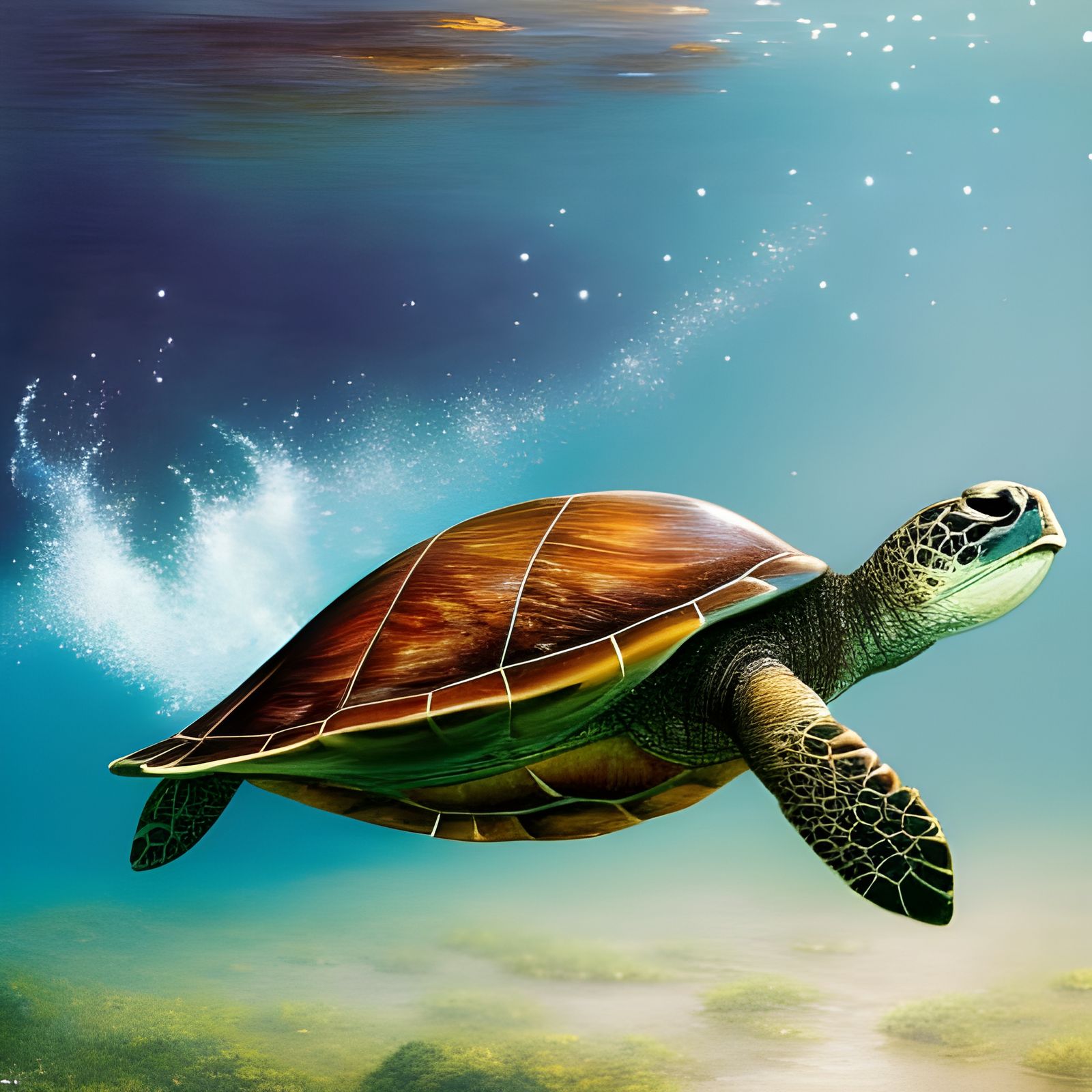 epic awesome turtle swimming - AI Generated Artwork - NightCafe Creator